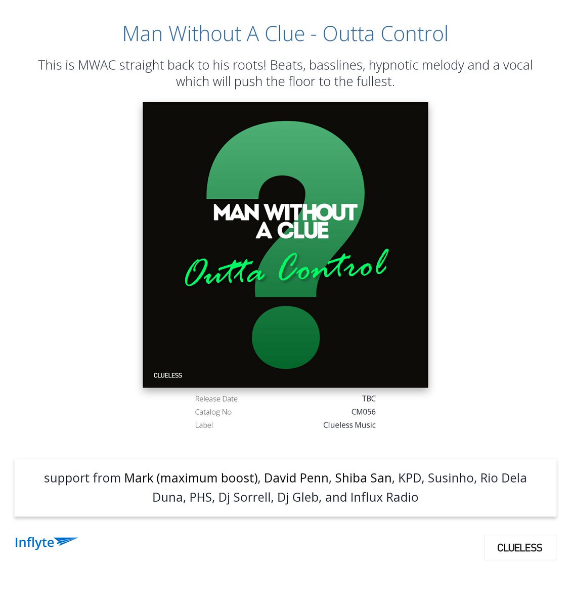 Cheers <a href="/InfluxRadioUK/">INFLUX◂RADIO</a> for the review "Nice. Support from influx radio." <a href="/manwithoutaclue/">Man Without A Clue</a> <3
inflyteapp.com/r/ezpriy