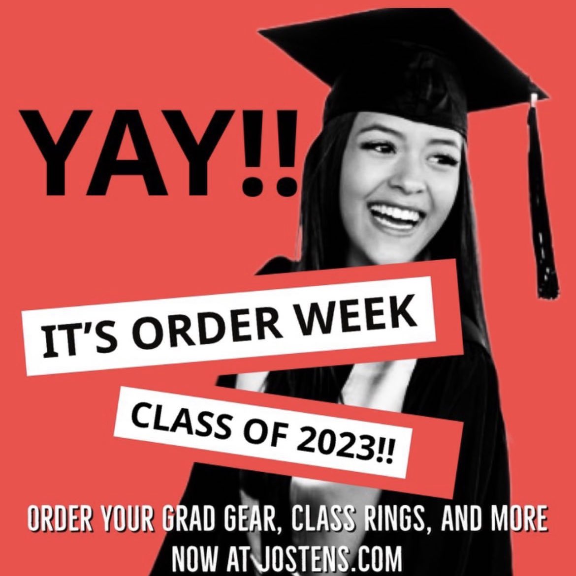 Seniors! Turn in your jostens class ring and cap and gown orders! At Jostens.com there are deals only available this week!!! 🎓