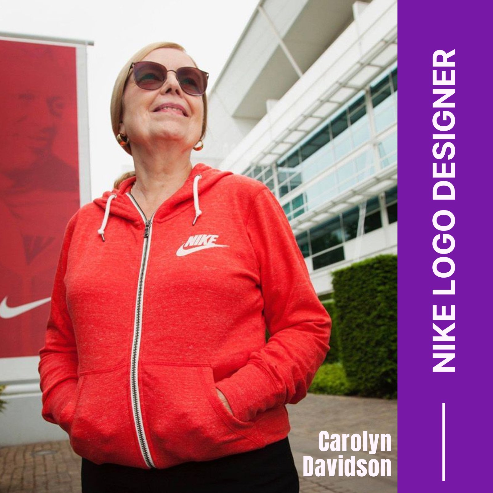 De ninguna manera compartir profesional MatorX on Twitter: "Meet Carolyn Davidson, the designer of Nike logo. She  designed the logo whilst studying graphic design at Indian Institute of Art  &amp; Design in 1971. Carol was paid $35