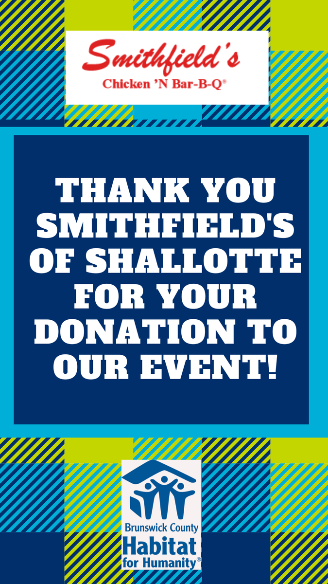 Habitat4BCNC's tweet photo. Thank you Smithfield's Chicken 'N Bar-B-Q of Shallotte for your donation of bbq & fixings for our event!! We appreciate you!! @scnbnc #bbqtime #Smithfields #BBQ #Thankful #HabitatforHumanity #NC #PayItForward https://t.co/G9uoksdib3