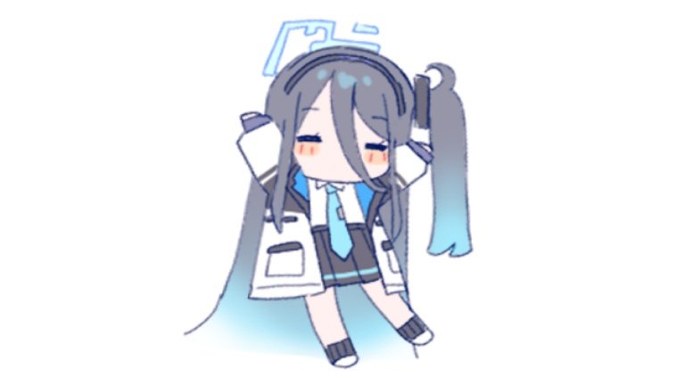aris (blue archive) 1girl solo chibi long hair necktie halo closed eyes  illustration images