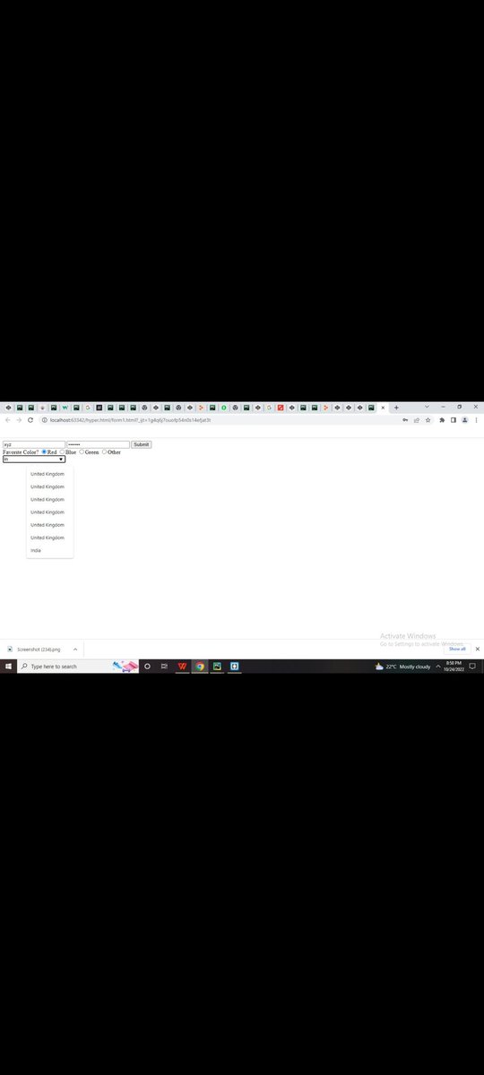ItsShashikant17's tweet photo. Day 8 of #100DaysOfCode #100daysofcodingchallenge learnt about Forms in HTML and created different kinds of Forms using HTML. Date- 23 Oct 2022 https://t.co/p5deD3wYVn
