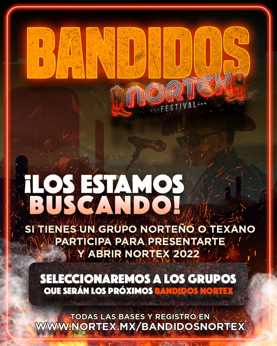 ⚠️ ¡ATENCIÓN! ⚠️ Esta es su oportunidad de abrir los grandes escenarios de <a href="/NortexFestival/">Nortex</a> 😏🔥

📲 Conoce las bases de la convocatoria aquí mismo nortex.mx/bandidosnortex