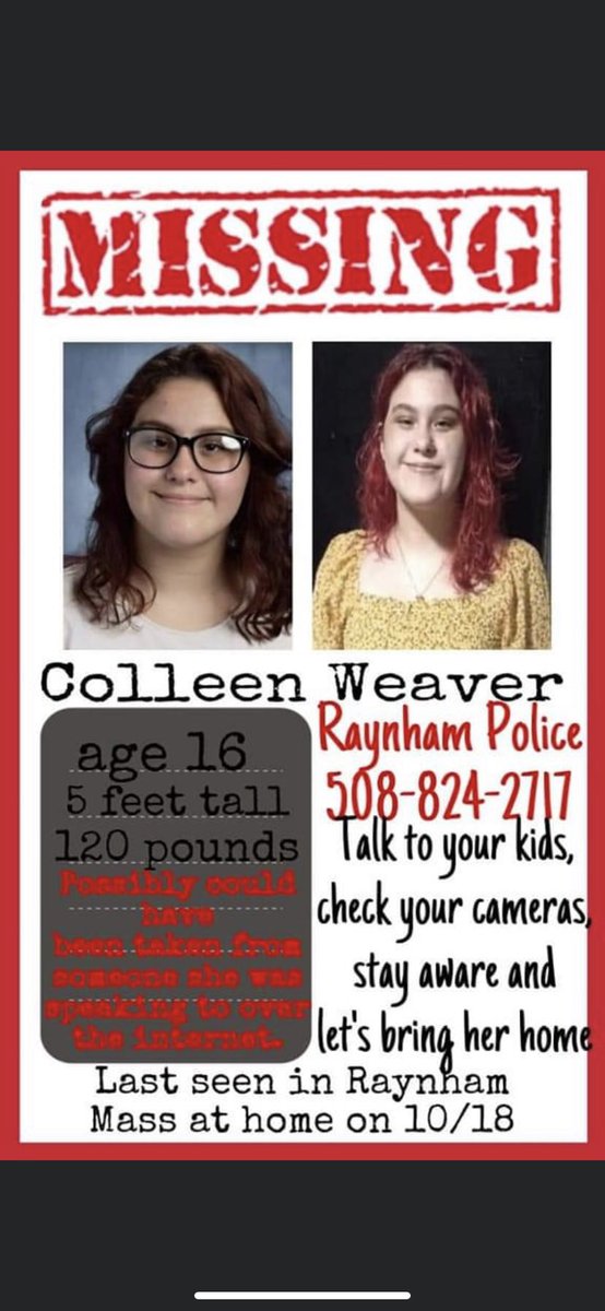 nurchy78's tweet photo. PLEASE SHARE-North south east west. It does not matter. The more it’s shared the better the chance someone sees it that knows something. She did not run away. #MissingChild #ColleenWeaver #bringcolleenweaverhome https://t.co/USfyJRJ2fL