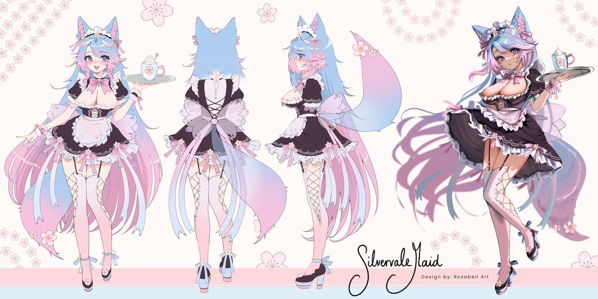 Rosebell_ART's tweet image. Official Silvervale Maid Reference Sheet! 
She could definitely serve me some pie 😌💕

#DoodleVale