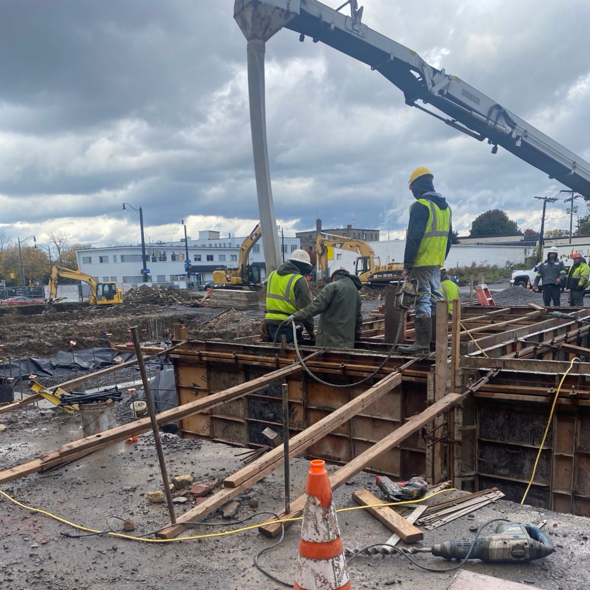 McGuireDevelops's tweet photo. Another update on our latest project-- The Rails. Excavations, backfilling foundations, framing out beautiful big windows.. lots to look forward to!! https://t.co/6QSkfGJnRq