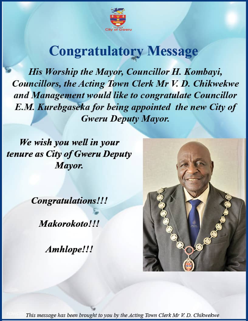 e_kanyama's tweet photo. Congratulations to @mdc263 Family for winning the Gweru Deputy Mayor position in elections held by Councilors yesterday. Cllr Kurebwaseka polled 12 votes ,and cccc 4.
@VimILSung
#fambasimbotifamba https://t.co/Y6ocm9IM8b