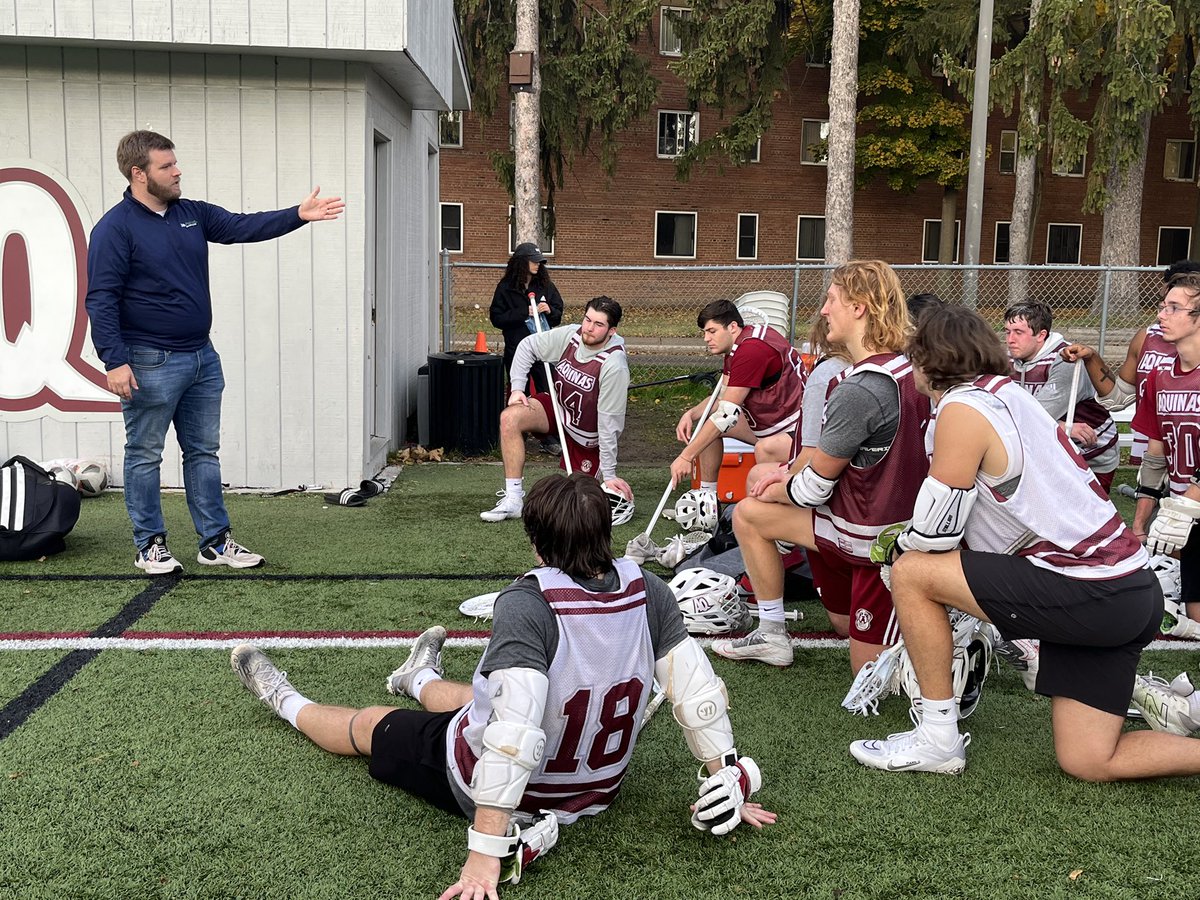AQMensLax's tweet photo. Thank you to Joe Fox from the @aq_advantage center for coming to speak to the men after practice this morning. Great to learn more about career building resources on campus and our upcoming career fair. #SaintsMarchOn https://t.co/T56RlDqZLq