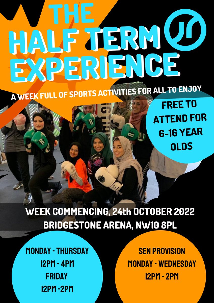 JasonRobertsFdn's tweet photo. In case you missed out today, there are still four more days to get involved with the JRF down at the Bridgestone. Check out the flyer for more information. #brent #community #halfterm #sport https://t.co/CAnnyymn4d