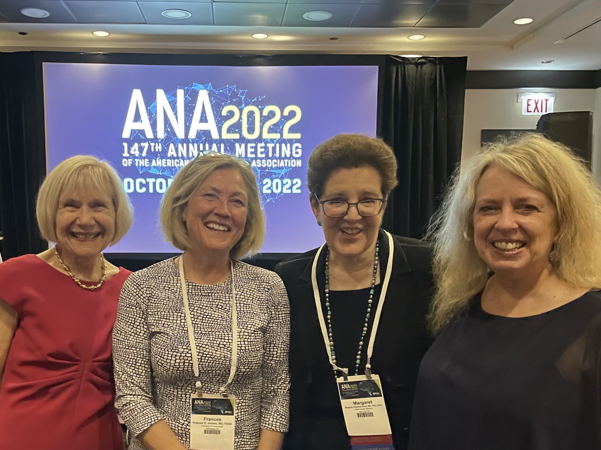 Women @TheNewANA1 presidents past, present & future! Such a pleasure catching up with these neuro powerhouses: Dr. Frances Jensen (@PennMedicine), the outgoing president as of today, current president Dr. Betsy Ross (@WeillCornell) includes Dr. Barbara Vickery (@MountSinaiNYC)