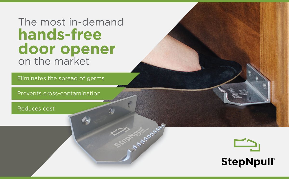 StepNpull's tweet image. You may not know the product name, but you've most likely seen it on a restroom door in a city near you  💚 "StepNpull" sanitary door openers.  
#stepnpull #doorpull #door