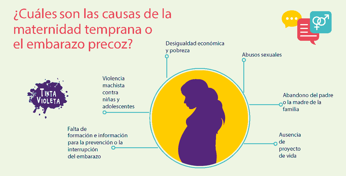 tinta_violeta's tweet photo. Estas son algunas de las causas de la maternidad temprana:

🟣 Desigualdad económica y pobreza
🟣 Violencia machista contra niñas y adolescentes
🟣 Abusos sexuales y abandono familiar
🟣 Falta de formación y proyecto de vida

#RutaVerde #DerechosSexualesYReproductivos https://t.co/gNsYmXtfGH