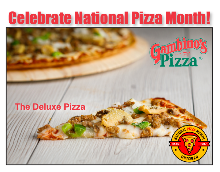 Have you ever tried our Deluxe Pizza? It's got the toppings you love, like Beef, Pork Sausage, Mushroom, Pepperoni, Green Pepper, Mozzarella Cheese, and Onion​. So good! 😁

It's great on our Traditional crust, Crispy Thin crust and buttery Sicilian Pan crust.