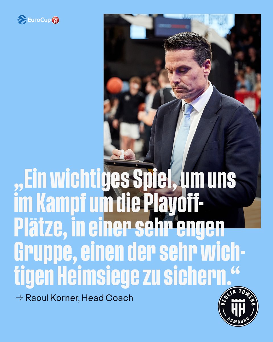 hamburgtowers's tweet photo. .@raoulkorner: Für Wroclaw ist die Partie besonders wichtig, um in den Wettbewerb zu finden. Für uns ganz wichtig, um uns im Kampf um die Playoff-Plätze, in einer engen Gruppe, einen der sehr wichtigen Heimsiege zu sichern.“ #RoadtoGreatness #TowerfulQuote #VeoliaTowersHamburg https://t.co/FVEKorF48G