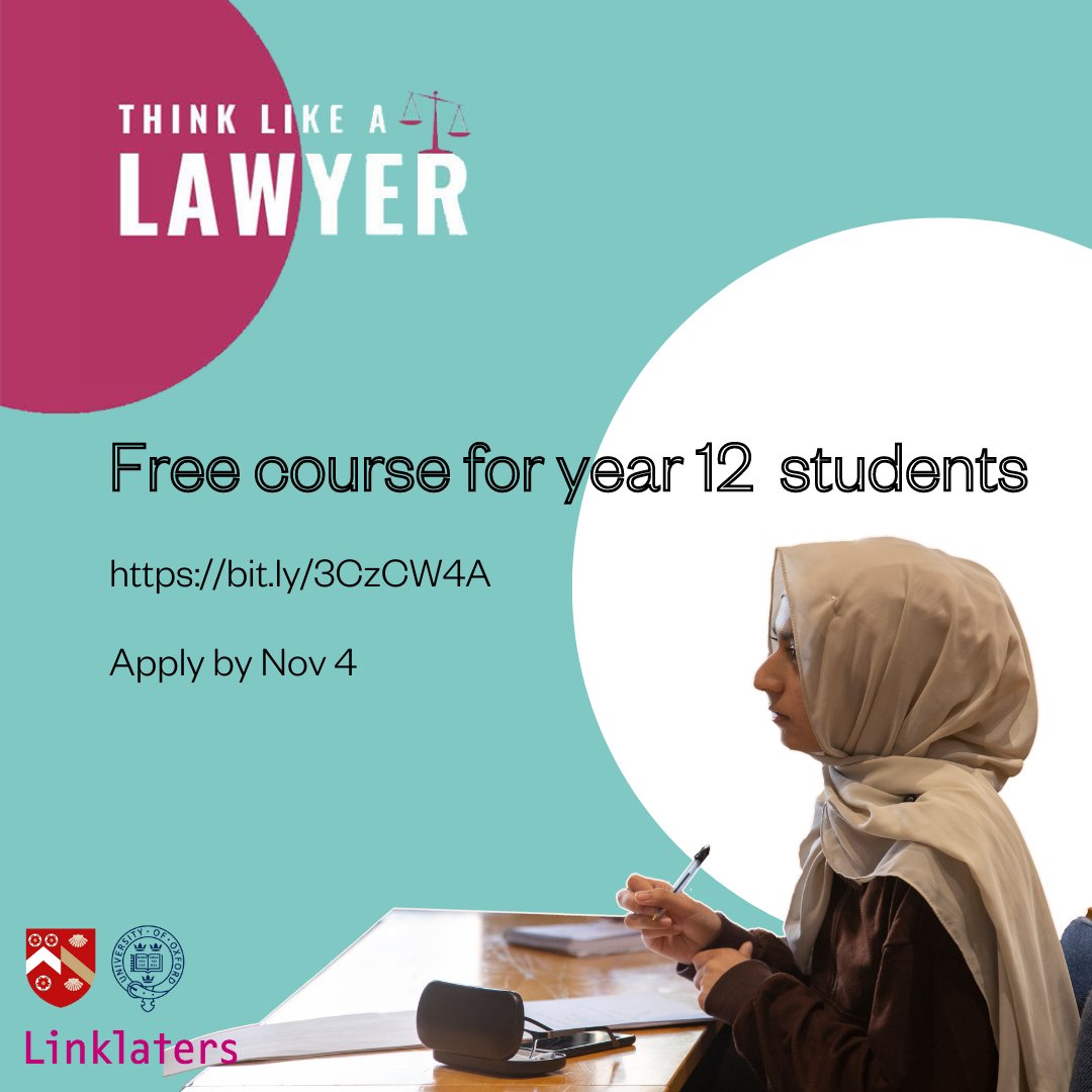 The Deadline for Think Like a Lawyer applications has been extended to Nov 4! You can view all the benefits of the programme and eligibility requirements at: bit.ly/3CzCW4A #university #schools #college #sixthform #course #education #law