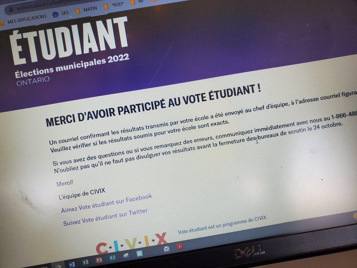 Les élèves en 5e et 6e années de <a href="/ecoleRSD/">École élémentaire catholique Roger-Saint-Denis</a> ont participé au #VoteÉtudiant dans le cadre des élections municipales avec l'aide de l'organisation @voteetudiant <a href="/CIVIX_Canada/">CIVIX Canada (EN)</a> #StudentVote #ottvote N'oubliez pas de faire votre part!