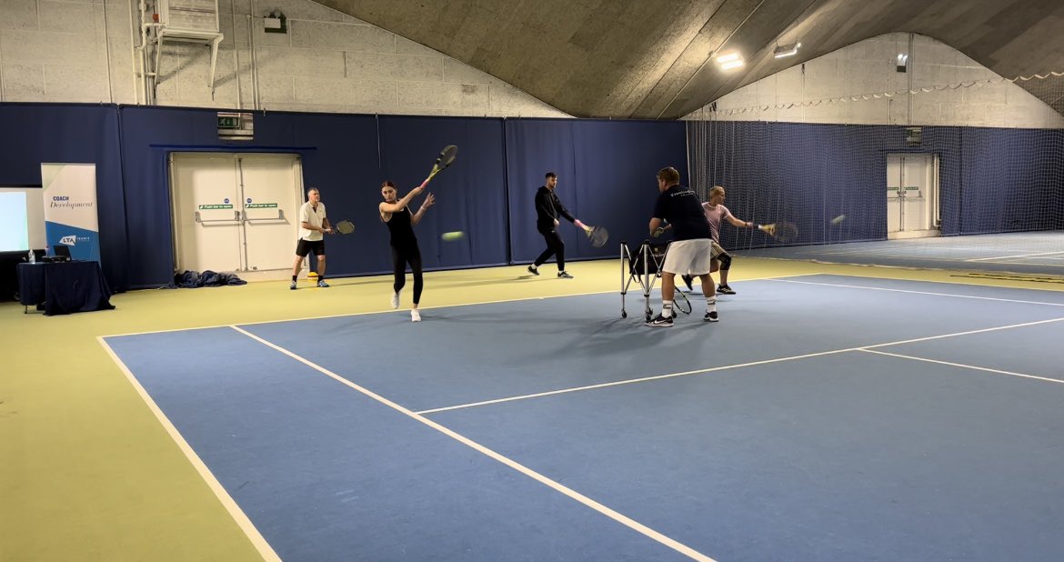 Coach_EmilyW's tweet photo. Back in Norfolk yesterday delivering ‘How to deliver Cardio Tennis’ CPD. Great to see the coaches bringing the energy to the court. Big thanks to @DavidLloydUK Norwich for hosting us. @norfolktennis @WimXLearning 
🎾🎵💪🏼 https://t.co/6ISQiQIsWU