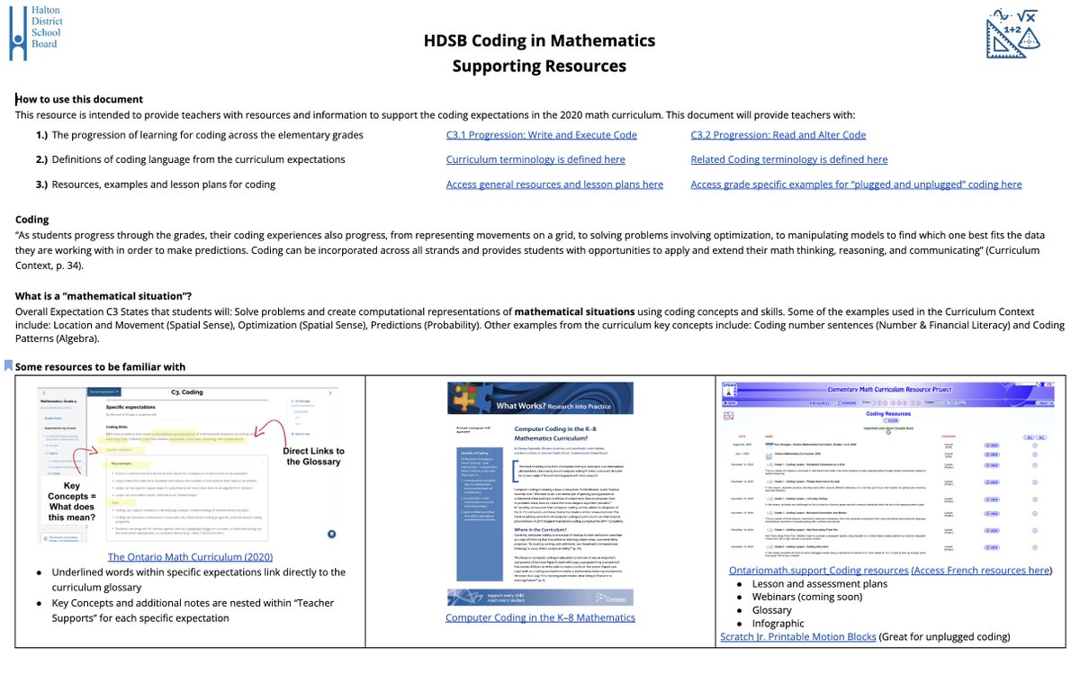 Are you looking for support with coding? Check out our HDSB Coding in Math Supporting Resources document! 
docs.google.com/document/d/1dd…