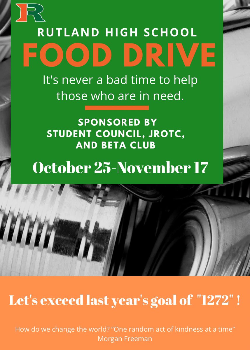 BlufordAlysia's tweet photo. It’s never a bad time to help those who are in need. Help us exceed our goal from last year of 1272. Underclassmen vs Upperclassmen, who will collect the most cans. It’s Always a Great Day to be A Hurricane!🧡💚🥫@WendyPooler @RHSCanes @VidalityGreat06 @TesheikaS #built4bibb https://t.co/lOrNyPgA8r