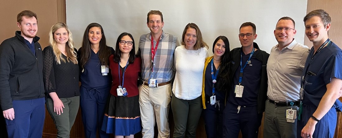 We love to see our 4th Year Residents come together for collegiality! From L to R: Dr. Tim Hagan, Dr. Kristen Crumley, Dr. Nadine Zeidan, Dr. Meng Zheng, Dr. Trenton Bawcum, Dr. Justine Kemp, Dr. Chenelle Slepicka, Dr. Rob Rasmussen, Dr. Shaun Nordeck, and Dr. Jacob Fleming.