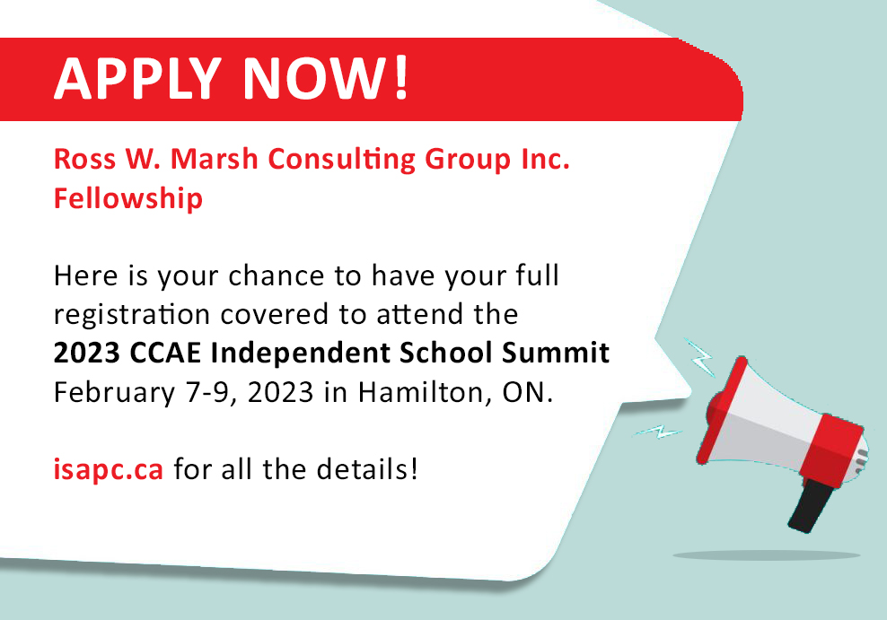 ISAP_Canada's tweet photo. Applications are now being accepted for this year's Ross W. Marsh Consulting Group Inc. Fellowship. Three bursaries will be awarded to ISAP members to attend the CCAE Summit in 2023. Application deadline is November 18th. All details at https://t.co/vBu7so17Pw https://t.co/xDUEO6elZn