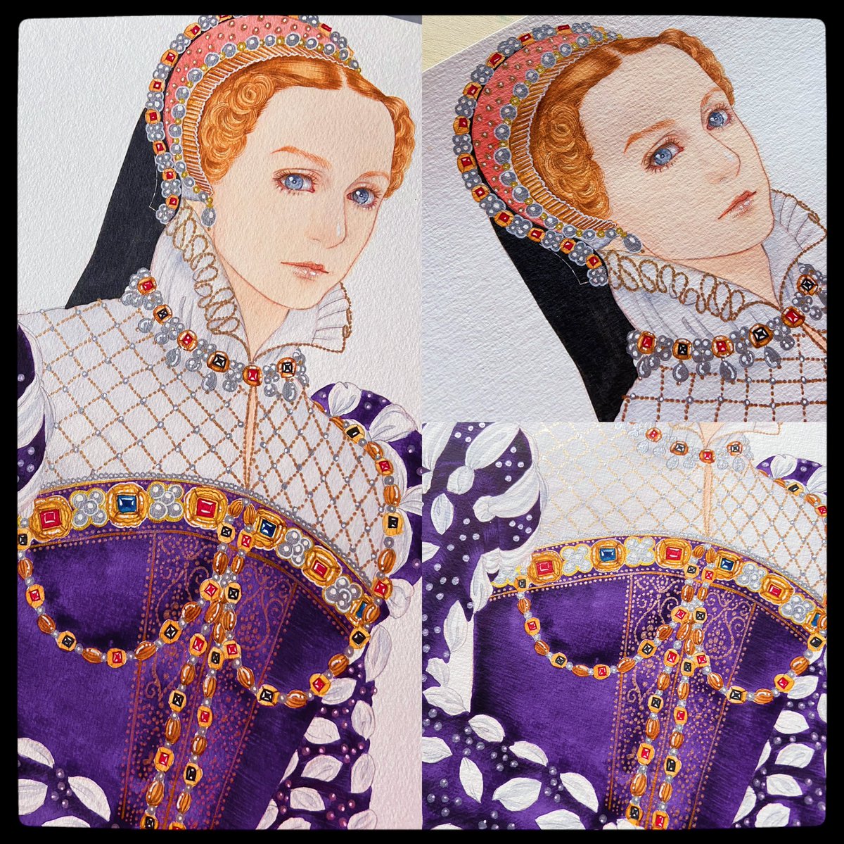Heqijn's tweet photo. The expensive purple is also very suitable for Queen Medici 💜🐍⚜️
#renaissance #frenchrenaissance #italianrenaissance #frenchqueen #medici #catherinedemedici #valois #historicalwomen #historicalcostume #artwork #watercolor https://t.co/3g7u0mlWtS