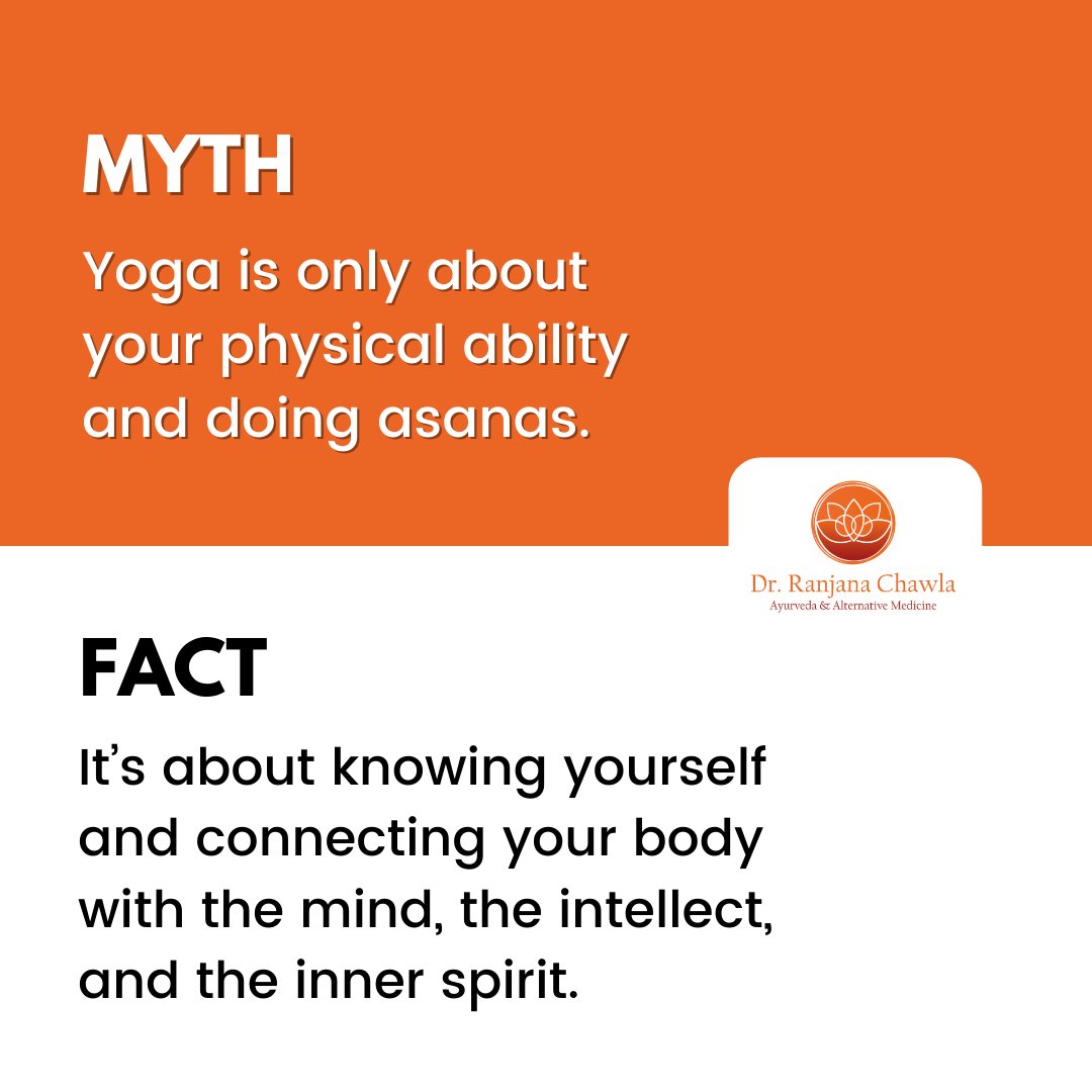 Let’s dispel one of the most common myths about yoga. 

#ayurvedamyths #ayurvedafact #ayurveda #ayurvedacare #ayurvedahealthcare #ayurvedafacts #ayurvedaclinic #ayurvedatips #healthcare #holistichealth #spiritual #calm #peace