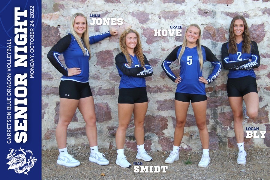 Big day for Garretson Volleyball as we enter our last week of regular season games. But a bigger day for our FOUR AMAZING SENIORS as they play their last home game today! #SeniorNight So #Proud of all these girls and the leadership they provide to all the #BlueDragons