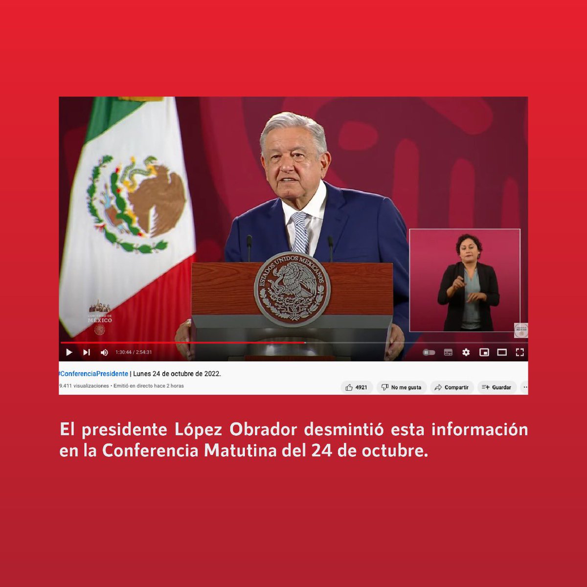 infodemiaMex's tweet photo. ❌#Falso que el heredero del testamento político del presidente #LópezObrador sea su hijo #Ándrés y que éste será candidato a la presidencia en 2030
✔️ El presidente @lopezobrador_ desmintió esta información en la #ConferenciaMatutina del 24 de octubre
👉https://t.co/7opzhp8Tkj https://t.co/G7DHcRhfbI