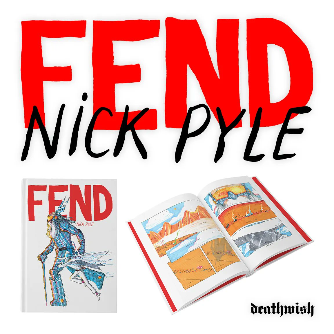 deathwishinc's tweet photo. Pre-order Nick Pyle "FEND" plus some amazing prints and apparel right now! ⚡️ https://t.co/MyeIVJpdQx https://t.co/4uxulDs7AF