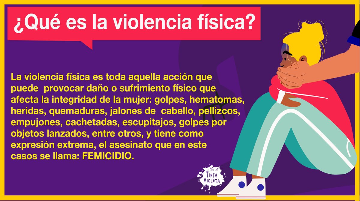 tinta_violeta's tweet photo. 🛑Es aquella acción generada de manera voluntaria y que por lo mismo ocasiona daños no accidentales, utilizando la fuerza física o material (es decir, sirviéndose de objetos) y que tiene como fin fundamental generar un impacto directo en el cuerpo

#ddhhvenezuela #NiUnaMenos https://t.co/H2ux9t87PZ