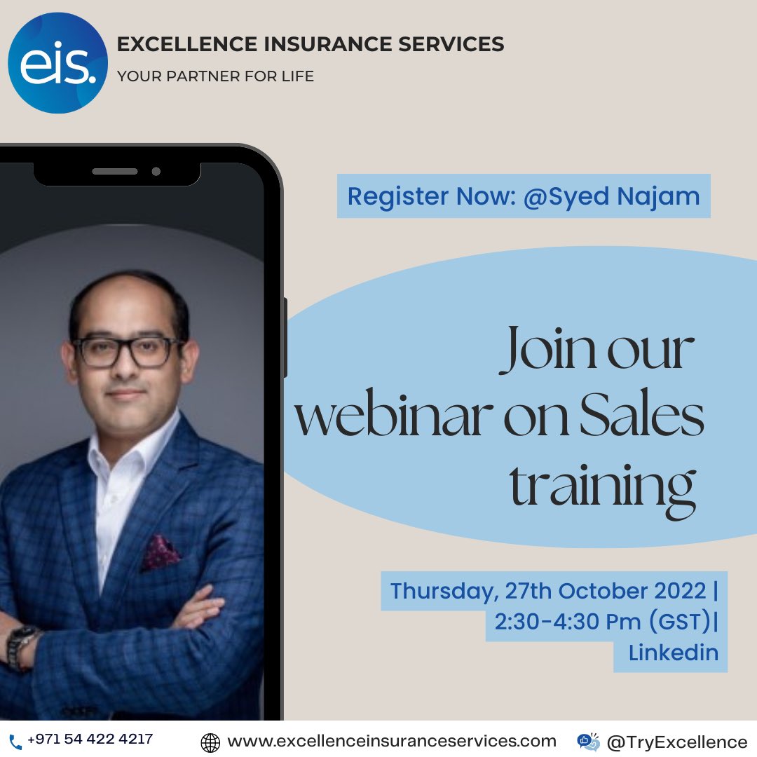 TryExcellence's tweet photo. EIS - Sales Training Live Session!
Join Us On 27th October, 2:30-4:30pm GST.
Webinar Link: https://t.co/XSoTlmZy5R

@MaktoumMohammed
@HamdanMohammed

#TryEIS #TryExcellence #webinar #personaldevelopment  #salestraining #salesdevelopment #Sales #SuccessTRAIN https://t.co/xrb5J3h3wf