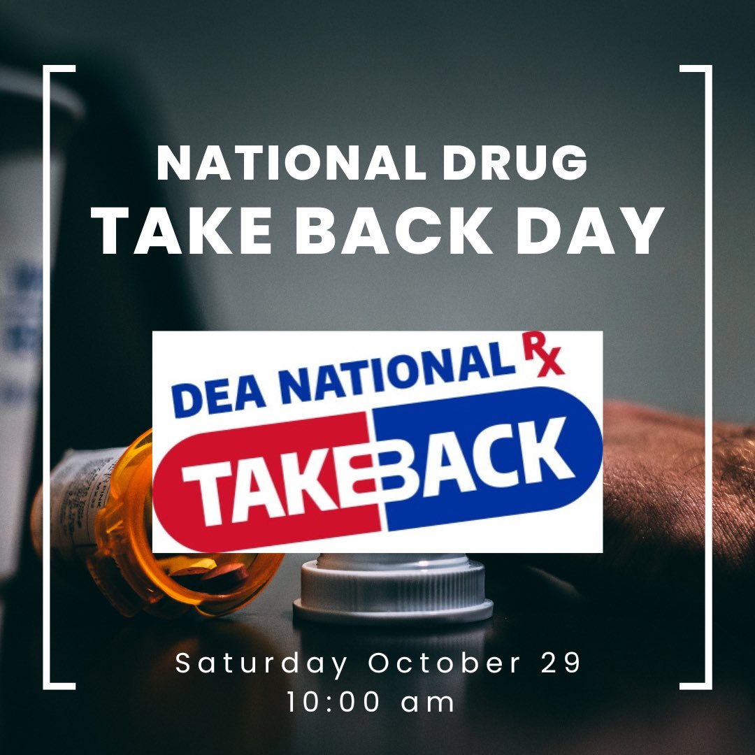 Faces4Change's tweet photo. National Drug Take Back Day is this Saturday, October 29th, at 10am 💊
To learn more about National Drug Take Back Day and to find a site location near you, visit https://t.co/CdzLoWvNdZ
#substanceuseprevention #CADCA #faces4change #f4c #ypci #hiphopdev #working4positivechange https://t.co/NH6ckHkS7h