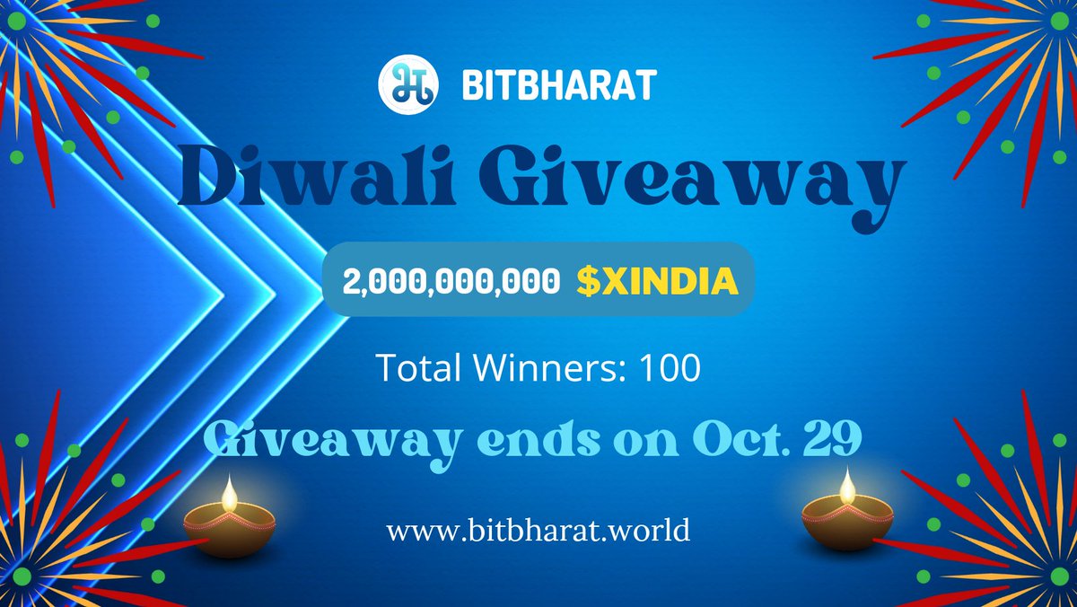 Participate in #Deepavali Giveaway🤑

👉🏿Enter the #giveaway contest to win #Indiacoin as a prize 💰 this #Diwali   

⏰Hurry!! #IndiacoinArmy !!💥

Total winners: 100 🚀

👇🏽How to Win
Read more: gleam.io/competitions/i…

#BitBharat