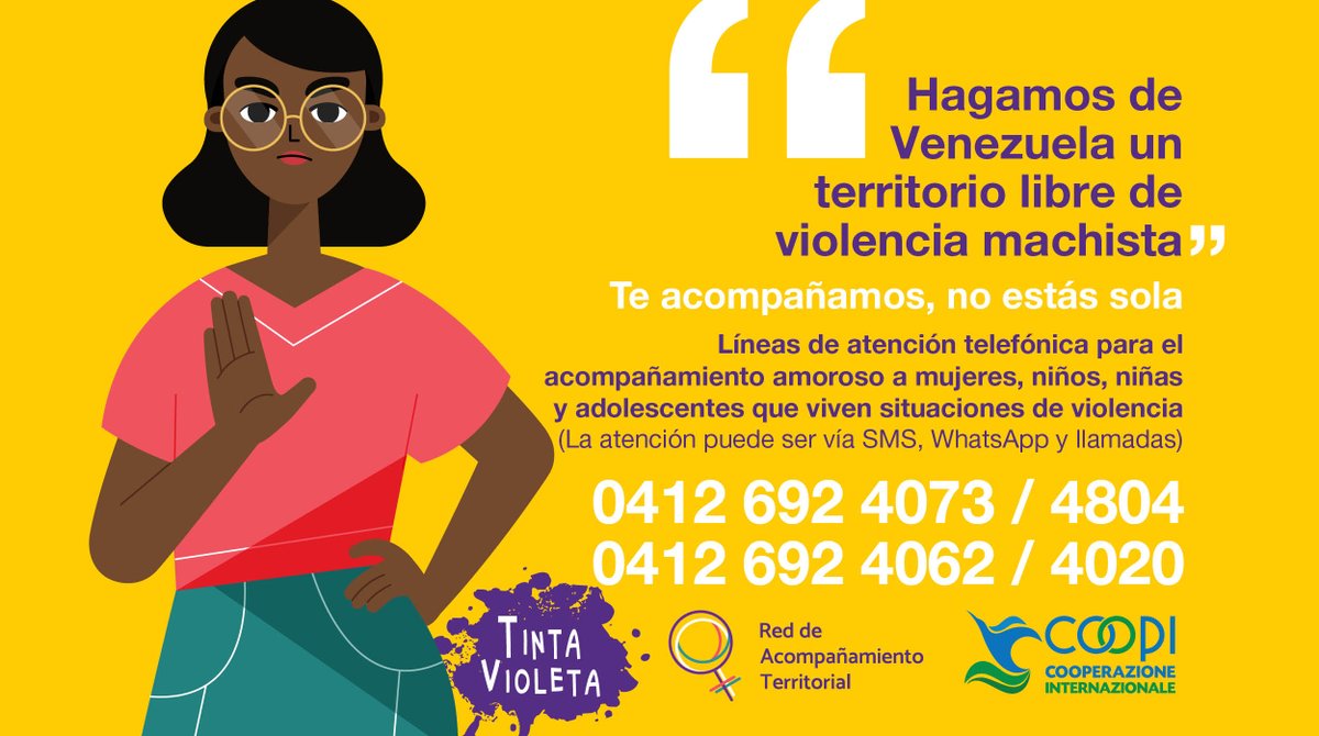 tinta_violeta's tweet photo. ♀️La Red de Acompañamiento Territorial, plataforma que agrupa a distintas colectivas para brindar apoyo a mujeres y NNA, pone a disposición estos números de atención en casos de VbG.
📲Por SMS, WhatsApp y llamadas
⏰De 6 am a 10 pm
Todos los servicios son gratuitos

#NosTenemos https://t.co/rmnzq14OqP