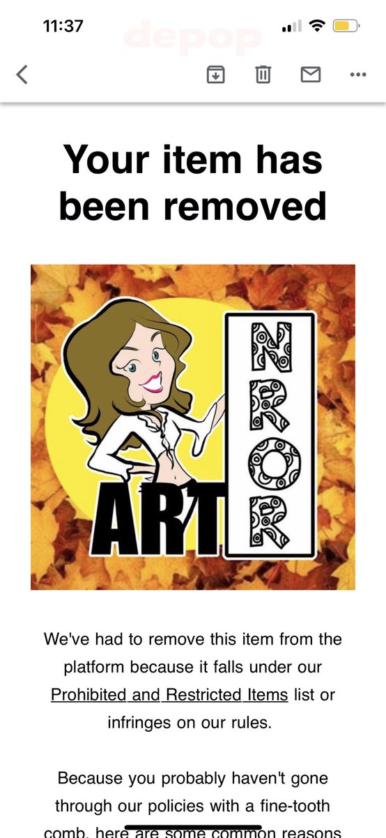 nrorart's tweet photo. Hey @depop - people want to upgrade their shipping so they receive their item in time for Halloween weekend. Please stop deleting my listings that are the additional fee for upgraded shipping! YOU make it difficult to use the platform and offer great service https://t.co/JT6XJrfhgi