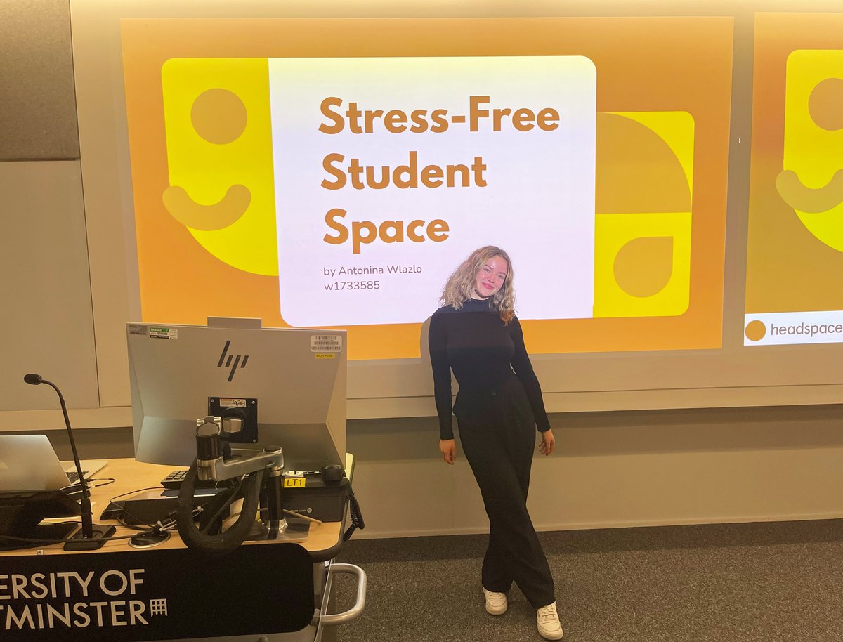 pradvuow's tweet photo. The enthusiastic class of 2022 #alumni Antonina Wazlo from @battenhall presented her research  into student #mental-health applied to the brand #headspace. This was a fantastic example of an Integrated PR &amp; Advertising campaign #thankyou 🙏
.
.
#wearewestminster #uow #pradv https://t.co/jVq8Z3tRiF