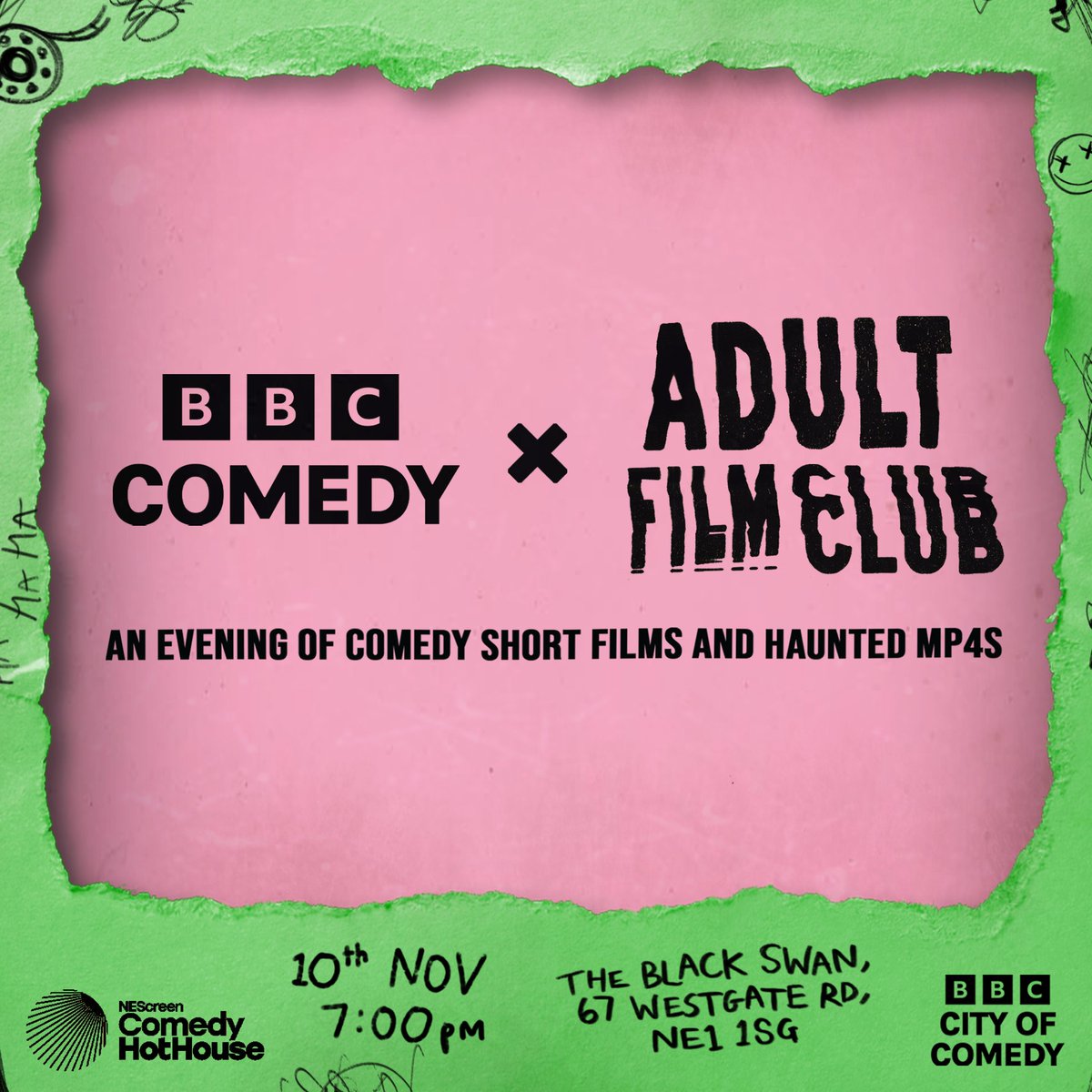 Then, @AdultFilmClub_ returns for another night of comedy short films. This will take place at The Black Swan in Newcastle, with doors opening at 7pm and the event starting at 8pm. The first event sold out so be sure to reserve your ticket today: bit.ly/3rj9glO