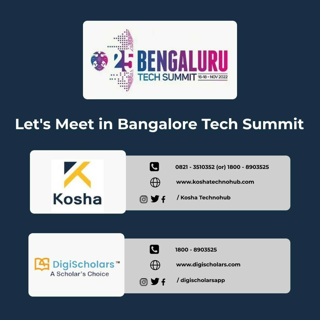 89SSagar's tweet photo. We are coming to showcase our products ,visit #BengaluruTechSummit
Nov 16, 17, 18 - 2022
#digischolarsapp #koshatechnohub https://t.co/ZgIrl4rqK9