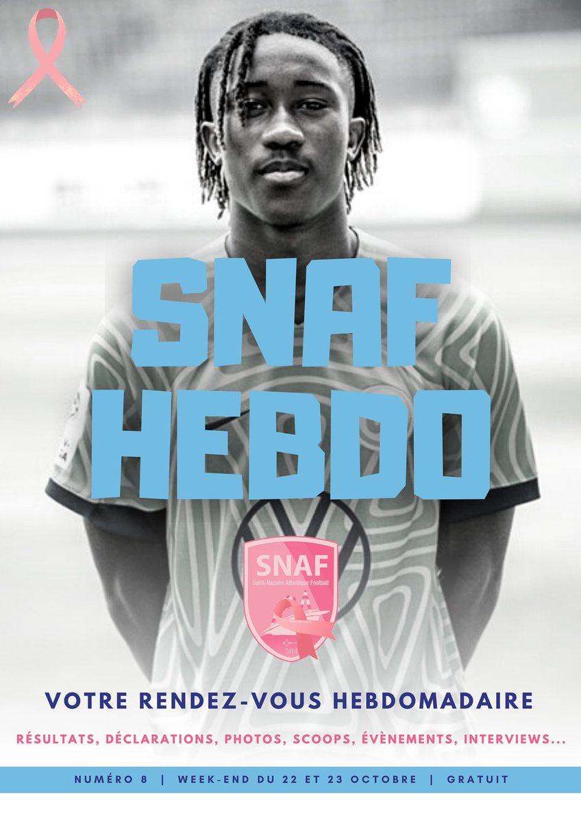 st_nazaire_af's tweet photo. [#SNAFHebdo]

🚨𝗩𝗼𝘁𝗿𝗲 𝗿𝗲𝗻𝗱𝗲𝘇-𝘃𝗼𝘂𝘀 𝗱𝘂 𝗹𝘂𝗻𝗱𝗶 !

⚽️ Voici le 8️⃣ème numéro de votre magazine hebdomadaire.

➡️ https://t.co/Bcnp7woeXa

ℹ️ Vacances pour le SNAF HEBDO, il reviendra le wk du 12 et 13/11.

 Bonne lecture 🗞 !

#TeamSNAF #MondayMood #PlusQuunClub https://t.co/BCCuhBjgVT