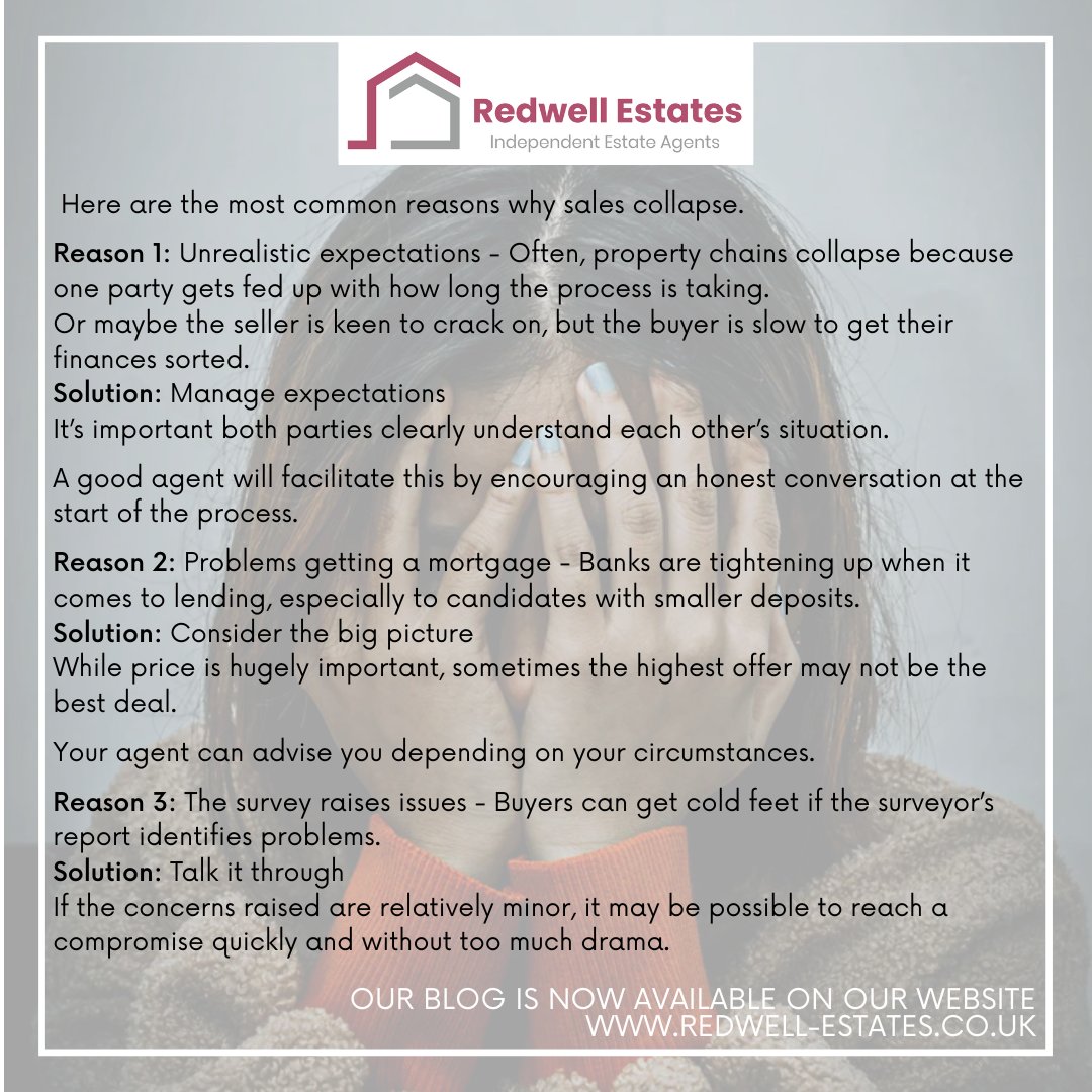 redwellestates's tweet photo. A third of all property sales collapse before completion. How can you ensure yours isn’t one of them? https://t.co/YS85Wg6Agj