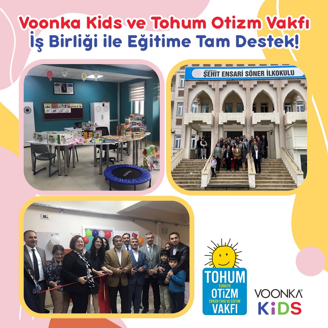 Tohum Otizm Vakfı ve Voonka Kids’in desteği ile eğitime tam destek! Tohum Otizm Vakfı ile gerçekleştirdiğimiz özel eğitim sınıf donanımı projesi kapsamında Van’da bulunan Şehit Ensari Söner İlkokulu’nda özel eğitim sınıfının materyal donanımını gerçekleştirmiş olmaktan mutluyuz.