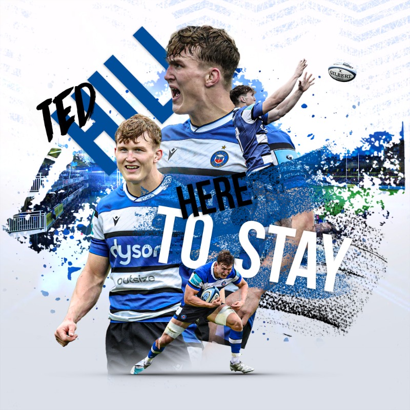 BathRugby's tweet photo. 💙 #BathRugby debut on Saturday
✍️ Long-term commitment on Monday

We're delighted @Ted_Hill26 will be sticking with us for years to come! 🔵⚫️⚪️