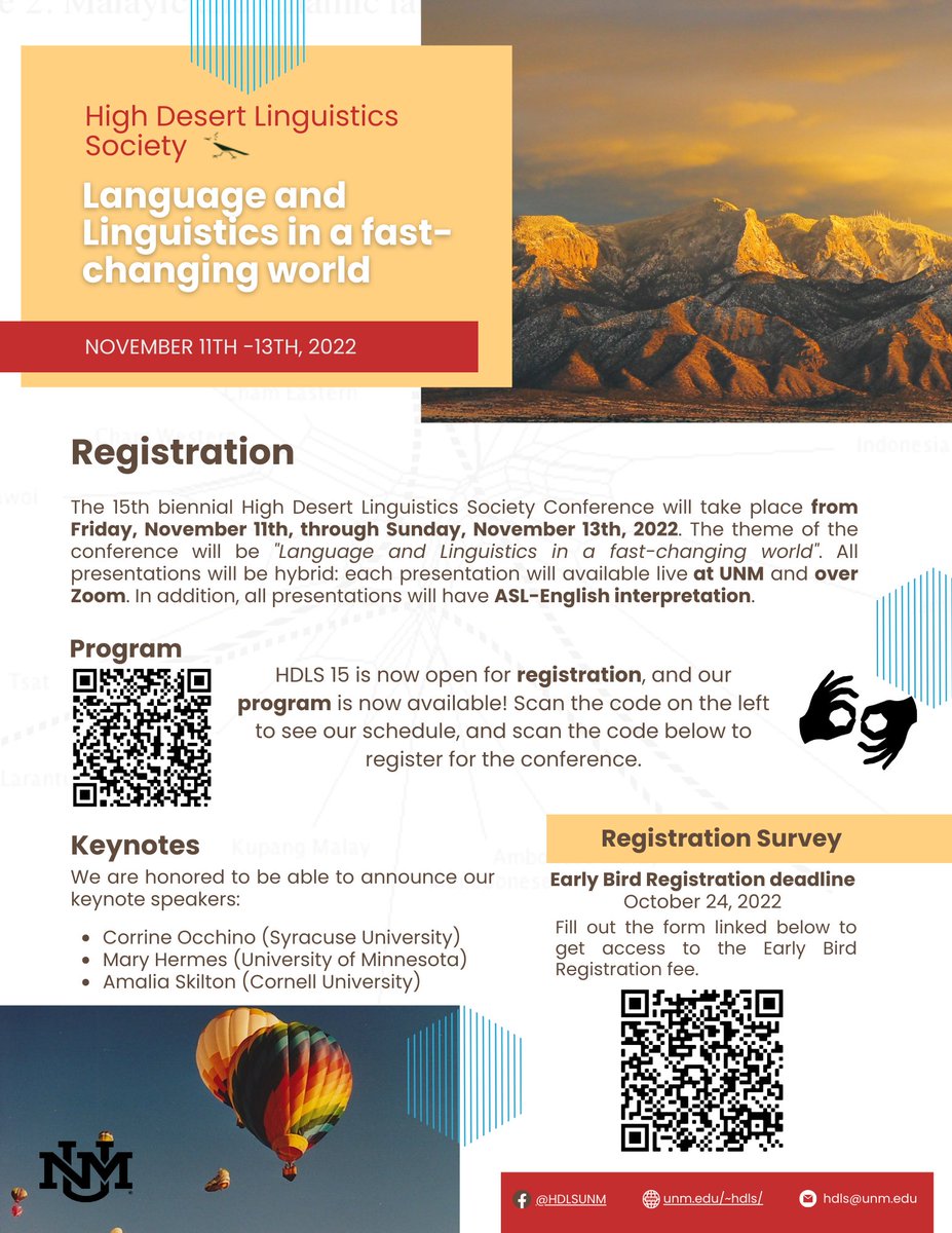 HDLSUnm's tweet photo. Early Bird registration for #HDLS15 ends today (10/24)! Fill out the registration survey linked below to secure this fee rate to attend HDLS 15: https://t.co/q0bvvNG63Z https://t.co/QlKldV8mRx