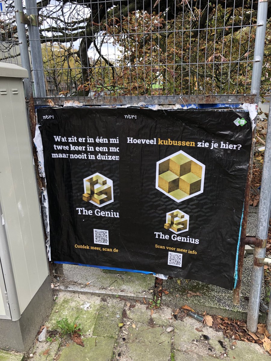DaanKreek's tweet photo. I found these billboards close to my home! Hope a lot of people saw them and start watching the Dutch version of the format ‘The Genius’, internationally considered to be 'the best reality game show ever'! I was allowed to rework the amazing games. Tonight 21:25 NPO3!

#thegenius https://t.co/xeXWK3GIoA