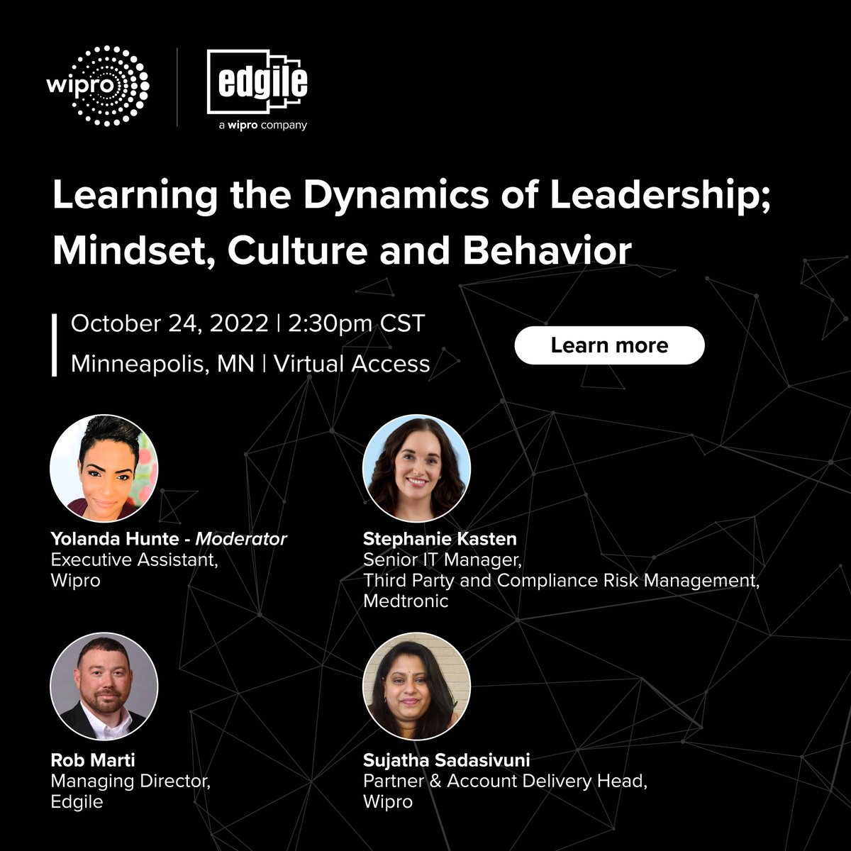 Join Wipro Women in Cyber today at the 2022 #CyberSecuritySummit for a discussion about leadership dynamics and how mindset, culture, behavior influence successful leadership. Learn more: edgile.com/cybersecuritys… #Wipro #Edgile