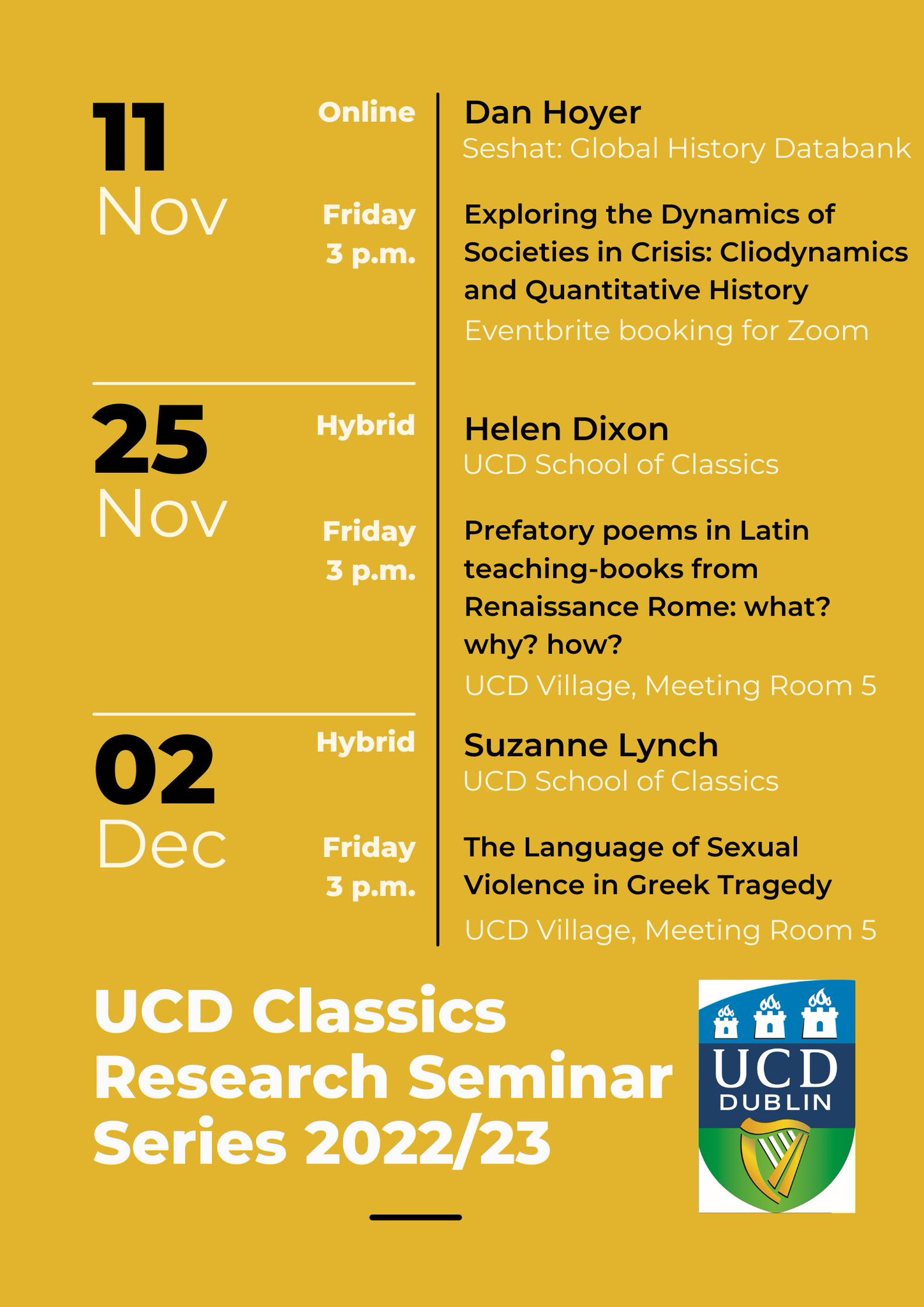 UCD Classics on Twitter "Save the dates for the UCD Classics Research