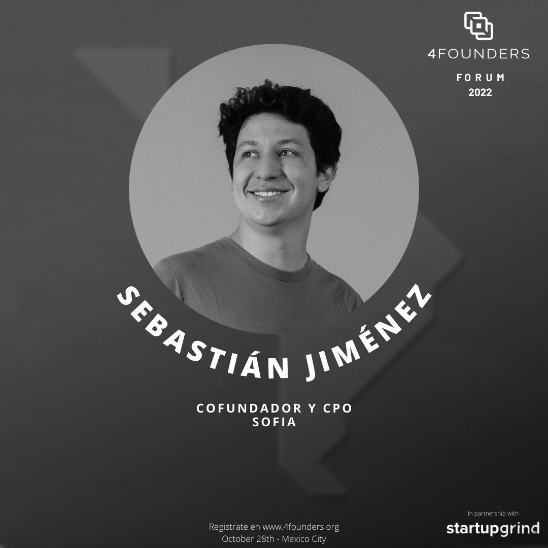 Join us this Friday at #4foundersforum at the BBVA Reforma Tower, where the main founders of startups in Latam will meet.

<a href="/sebastianjbp/">Sebastián Jiménez Bonnet</a> of <a href="/somossofia/">Sofía</a> and #desmondmullarkey from <a href="/stripe/">Stripe</a> 

12 spots left, save yours at: bit.ly/4founders2022