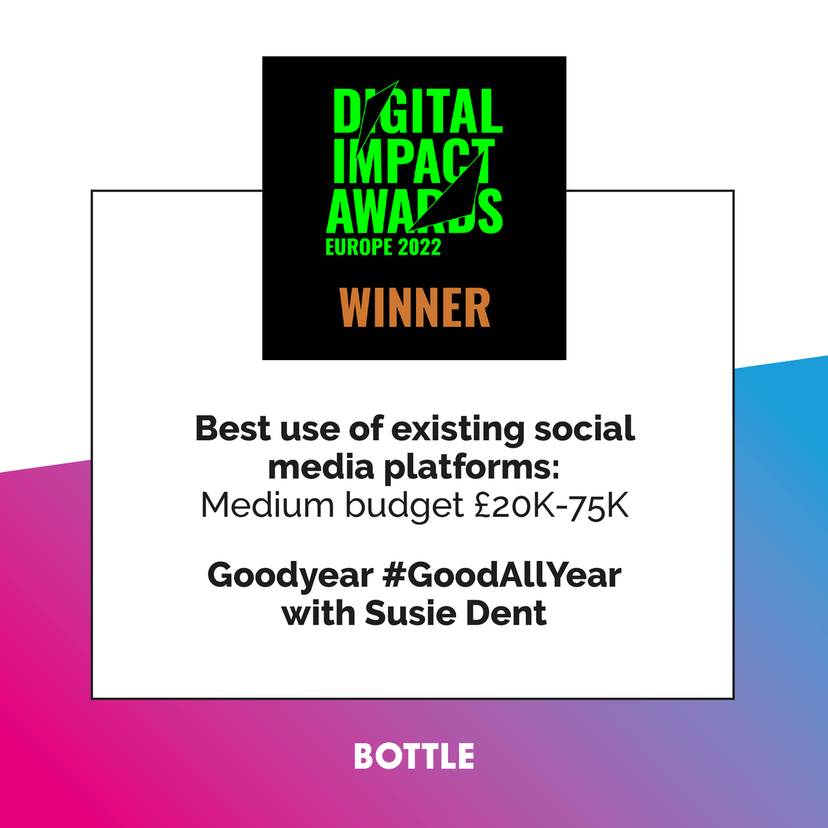 We know we mentioned it on Friday, but we're still buzzing off the news that we won Bronze in the Digital Impact Awards🥳

It's great starting the week off with #companywins and being able to celebrate our team. ⚡️
#DIAwards