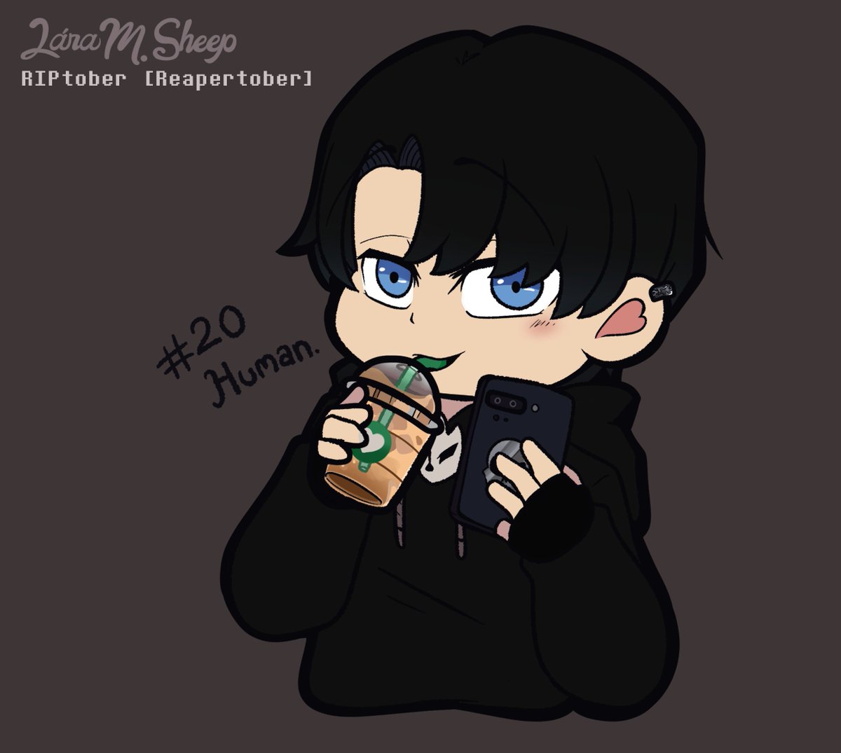 MelSheepArt's tweet photo. [Day 20: Human]

Reaper in human version <3 looking all handsome with his coffee and eyes that make you loving it. I adore him.

#riptober2022 #reapertober2022 #reapersans #sansau #humanversion #undertaleau  #coffeetime #selfie #chibiversion  #artwork #handsomeboy #artchallenge https://t.co/y2KZvB34nA